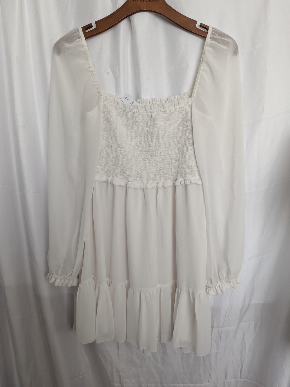 Wilfred White Tempest Smocked Square-Neck Mini Dress Size Small - Picture 5 of 5